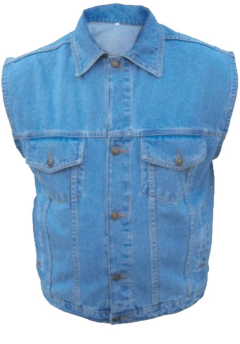 (image for) Men's Blue Denim 5 button front vest with snap down collar